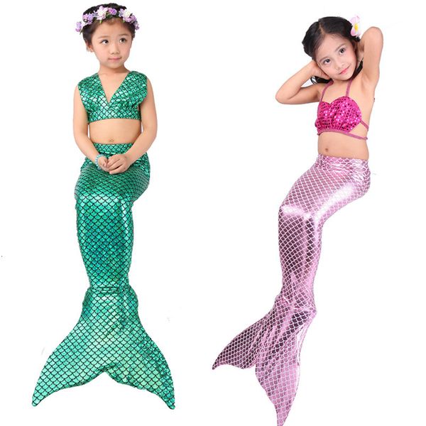 

split girl's children's mermaid swimsuit bikini with fins, White;black