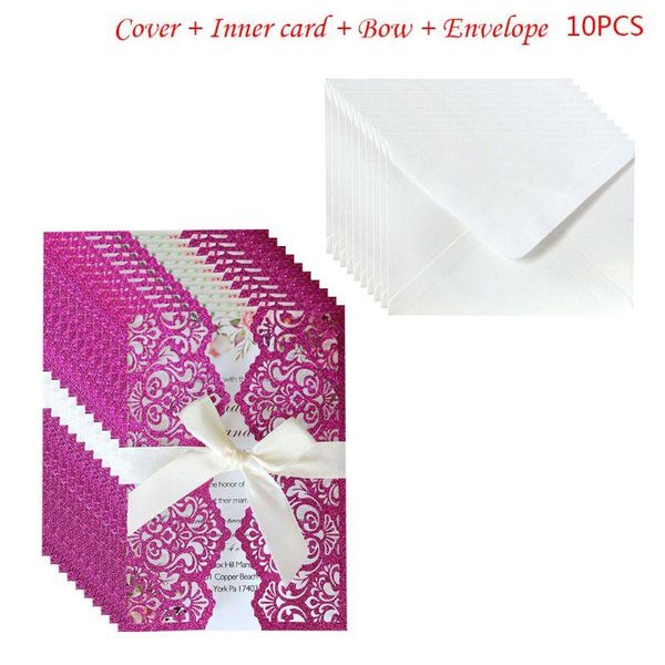 

greeting cards 10pcs/set wedding invitations card with ribbon hollow lace envelope party supply