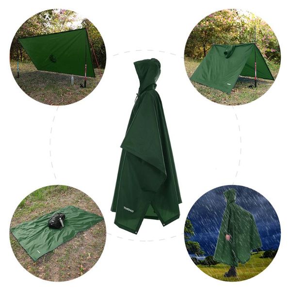

multifunctional lightweight raincoat with hood hiking cycling rain cover poncho coat outdoor camping tent mat pads