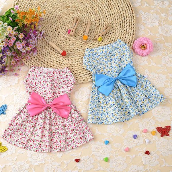 

cat costumes pet clothes dog floral dress small medium cats dogs skirts spring and summer 2 color xs-l supplies cute bow