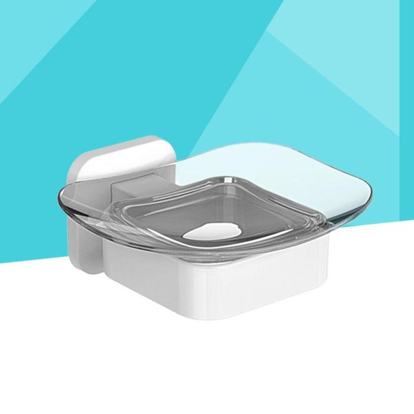 

soap dishes 1pc need drilling holder wall mount dish sponge shower tray rack bathroom accessories(white)