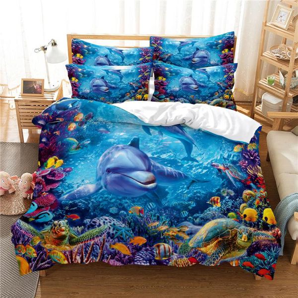 

bedding sets 3d fish digital printing duvet cover set bed cotton  bedroom