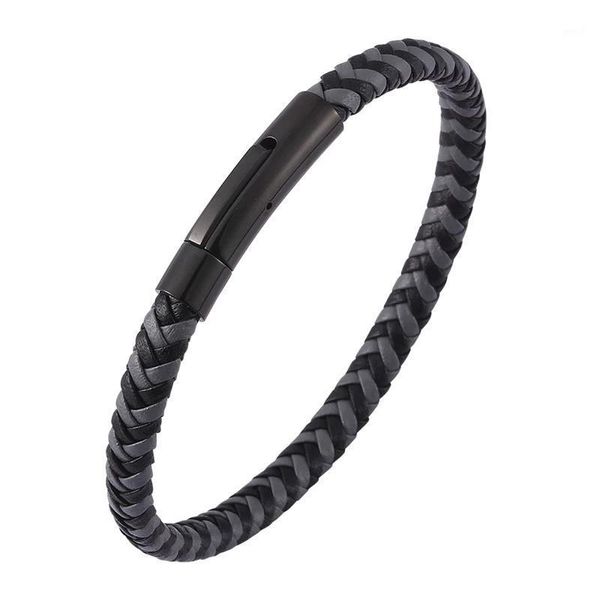 Pulseira de pulseira 3 cores masculinas jóias pulseiras de couro trançado para fêmea de aço macho de aço de punho magnético pulseira