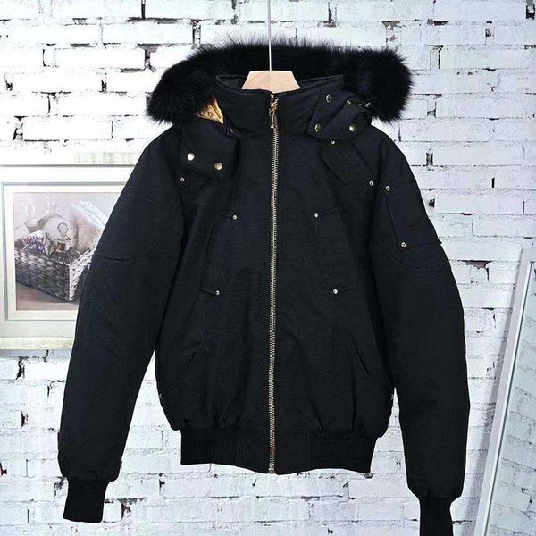 

gold tag men fur collar jacket down coats mens moose warm man winter coat outwear jackets parkas canada knuckles doudoune, Black