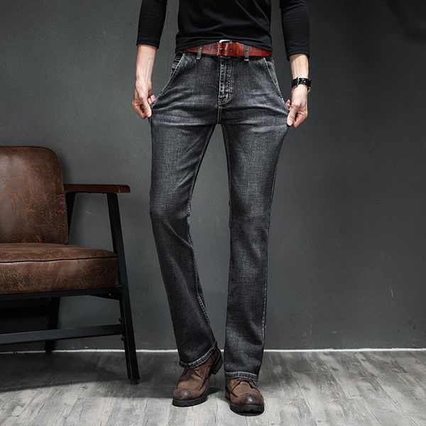 

2021 men's retro stretch loose denim jeans fashion autumn flared pants, Blue