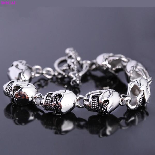 

100% 316l titanium steel bracelet fashion punk skull temperament men's hand chain 2021 trend domineering bangle link,, Black