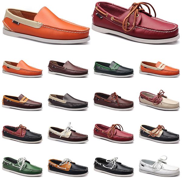 

womens sneakers sailing shoe mens casual leather shoes black white red green orange brown outdoor trainers size 38-45 eleven