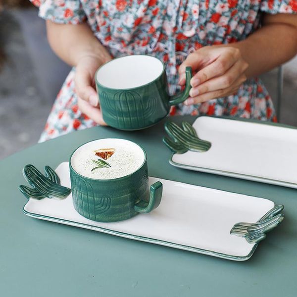 

korean coffee cup set creative cute nordic ceramic dessert and saucer porcelain afternoon kubeka tableware ed50bd cups & saucers