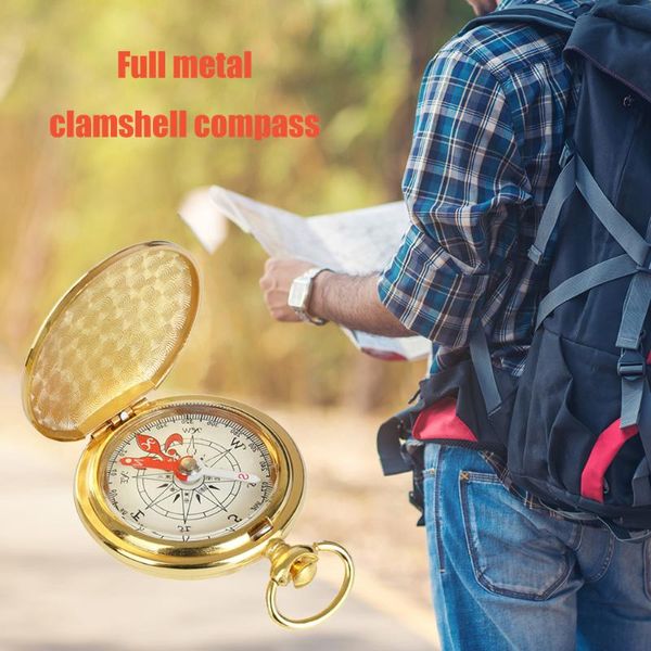 

outdoor gadgets portable flip cover handheld compass camping hiking hunting boating survival navigation compact bronze shell