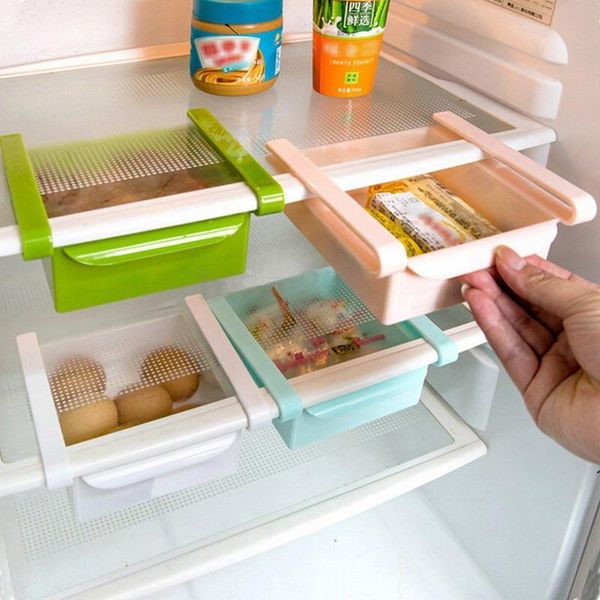

kitchen storage & organization mini abs slide fridge er space saver fruit box rack bathroom shelf organizer holder