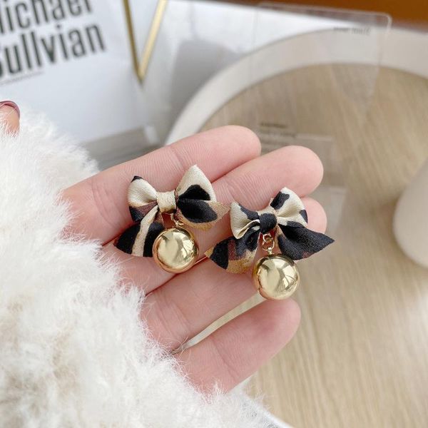 

dangle & chandelier european and american fashion leopard print bow pendant earrings women 2021 statement jewelry gifts, Silver