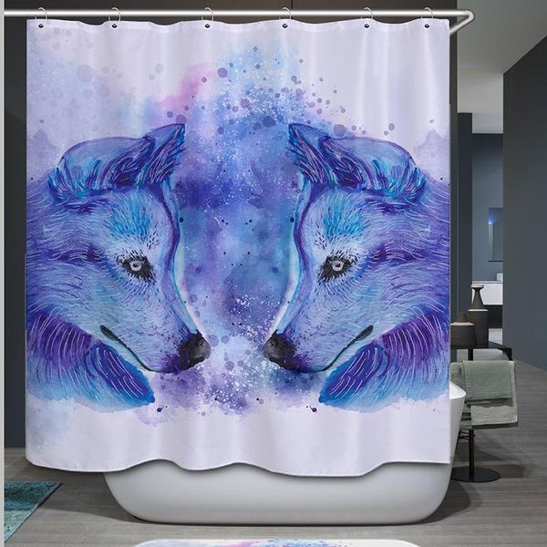 

wolf shower curtain polyester bathroom drop for curtains