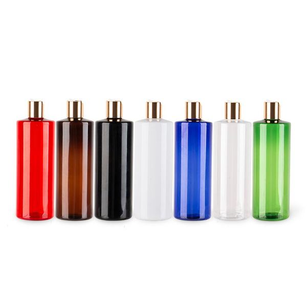 

storage bottles & jars 500ml white black empty plastic shampoo toner bottle with gold disc cap 17oz pet refillable body lotion cream brown b
