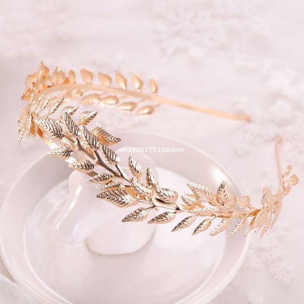 

hair clips & barrettes leaf crown bride headband leaves luxury gold bridal wedding headwear fashion vintage princess baroque style headdress, Golden;silver