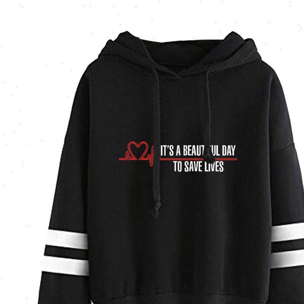 

its a beautiful day womens hoodie to save lives graphic printed tumblr quote greys anatomy hoodies tracksuit, Black