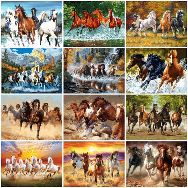 

paintings azqsd coloring by numbers animal home decoration diy unframe oil painting horse handpainted gift kits