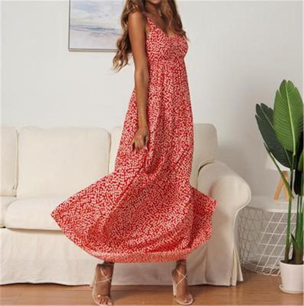 

womens boho beach floral maxi dresses elegant sleeveless v-neck strap holiday vacation sundress summer evening party flower long dress, Black;gray
