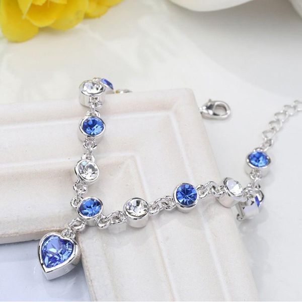 

charm bracelets crystal bracelet ocean heart-shaped friendship cubic zirconia australian jewelry girl of women chain, Golden;silver