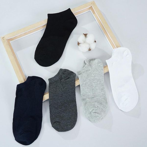 

men's socks 5 pairs pack cotton business casual breathable foot black white solid soft summer autumn sock set