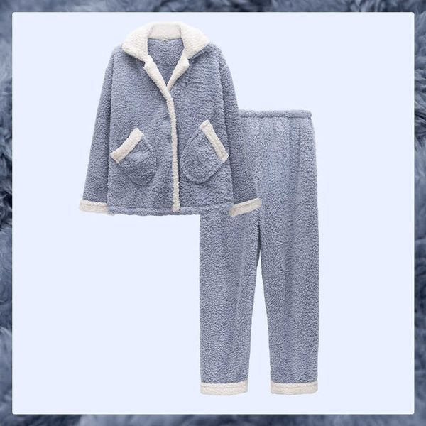 

yaoting couple pajamas women's autumn and winter flannel coral plush warm fashion home suit 30cz08 womens elegant night robe, White
