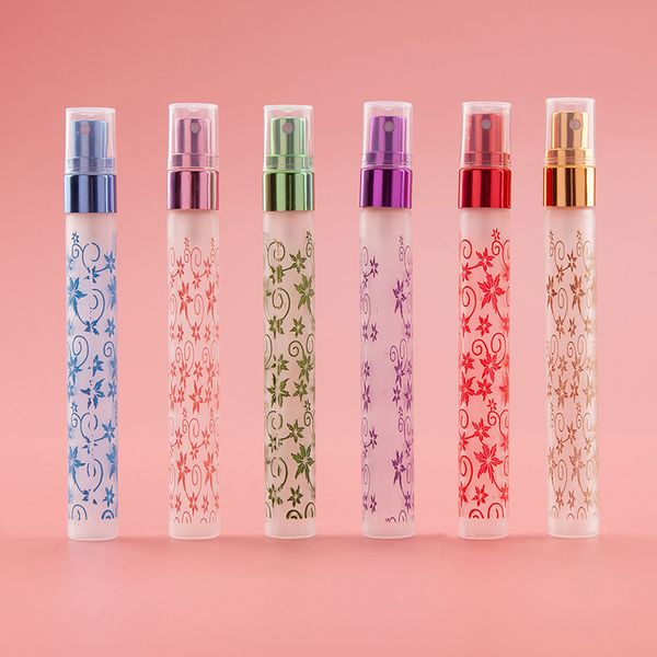 

6pcs/lot printed 10ml glass perfume spray bottles atomizer empty refillable portable mini parfum bottle