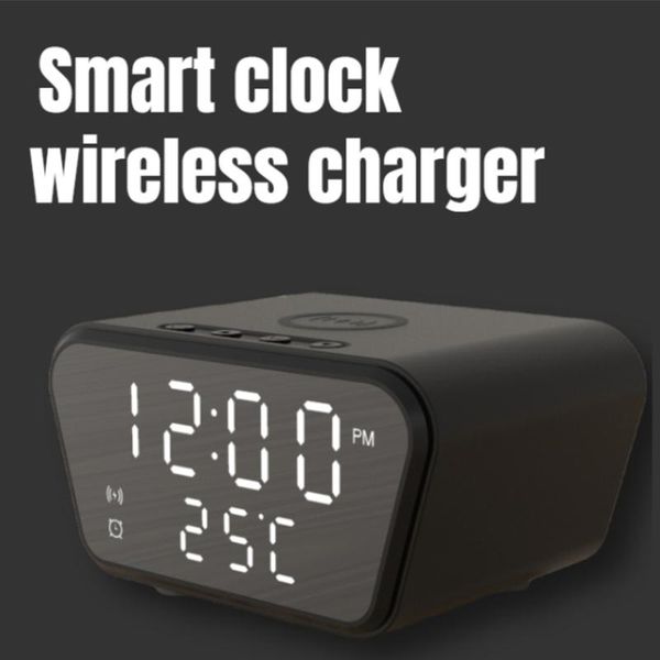 

desk & table clocks fuluomi power bank clock wireless charge k138 digital lcd alarm smart charging pad for samsung