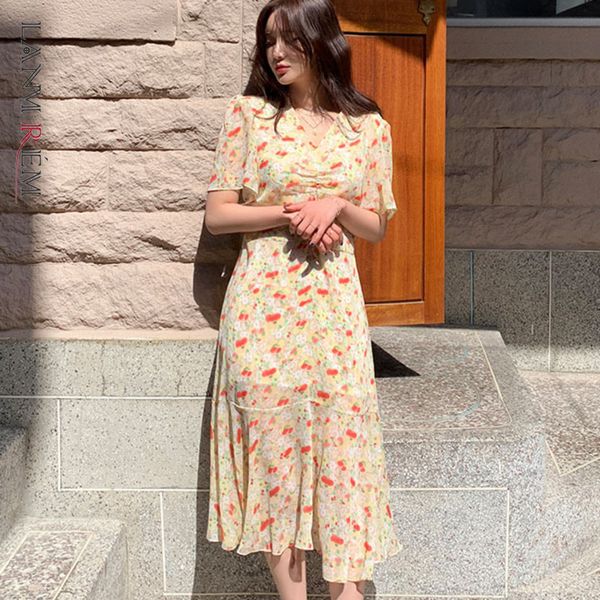 

sweet summer dress floral print short sleeve breathable cool chiffon dresses female lady streetwear 2d1264 210507, Black;gray