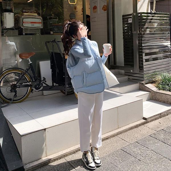 

vests dongdamen short off-season stand collar lightweight down vt women's 2021 autumn and winter korean bread suit trend, Black;white