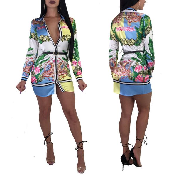 

2021 standard size fashion printed multicolor women's shirt skirt, Black;pink