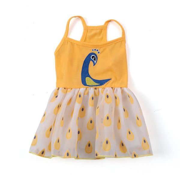 

dog apparel s/m tutu dress organza braces skirt peacock printed girl princess outfit party pet accessories for female dogs