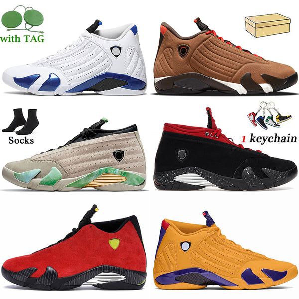 

mens 2022 jumpman 14 14s basketball shoes hyper royal winterized red lipstick fortune university gold gym blue candy cane thunder trainers s