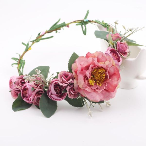 

bride floral garland bohemian flowers hair accessories for women gum female fabric flower wedding headband1