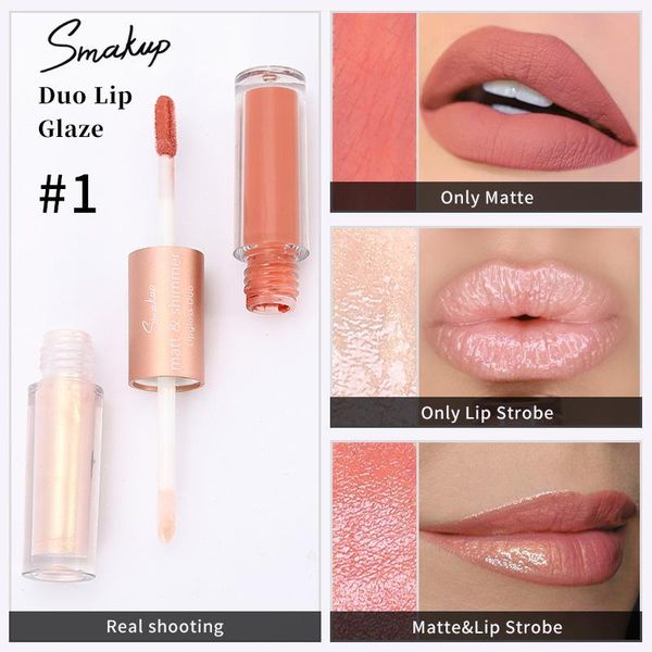 

lip gloss double head glaze & oil matte nutritious lasting non-stick cup liquid lipstick blam makeup cosmetic tslm