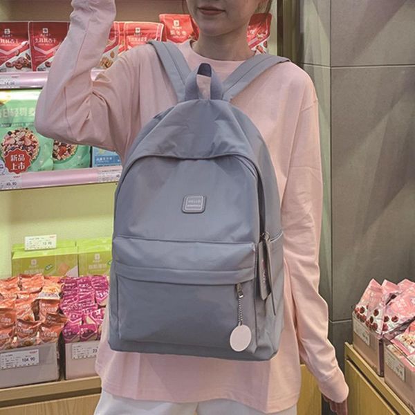 

school bags 2021 women's backpack contrast color mochila simple style girls student bag canvas bookbag large capacity all-match