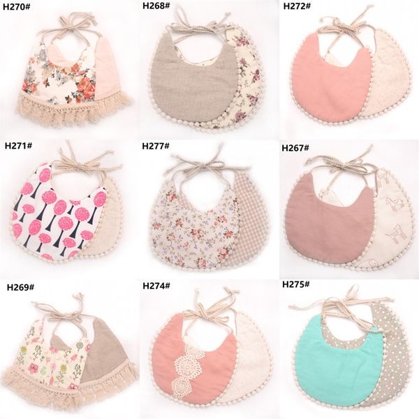 

tassel baby bibs infant cotton linen burp cloths double layer newborn bibs kids bandanas geometry animal printed 39 designs 261 z2