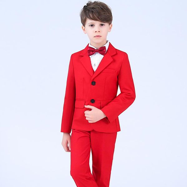 

suits formal children dress set spring flower boys piano party prom wedding performance costume kids blazer shirts pants bowtie, Black