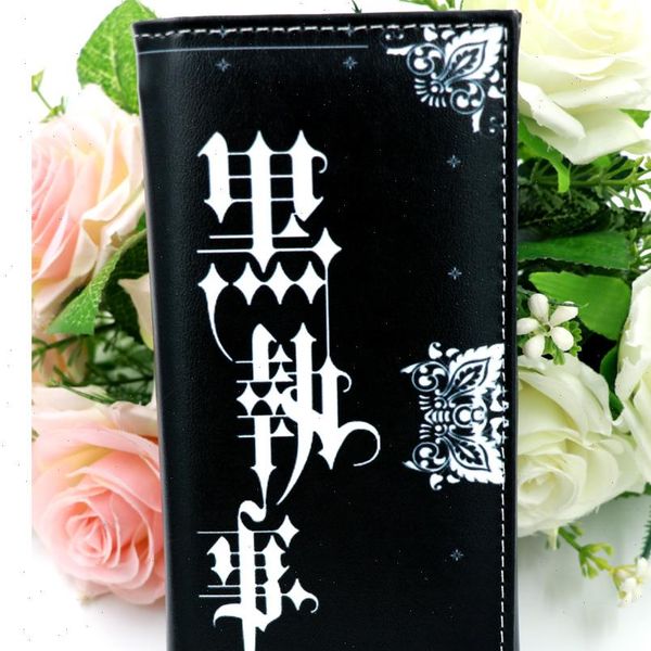 

black butler anime synthetic leather purse long clutch wallet with hasp, Red;black