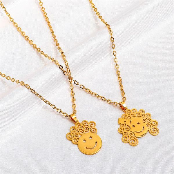 

pendant necklaces creative fashion boy girl avatar shape simple personality hip hop style necklace couple jewelry party accessory, Silver