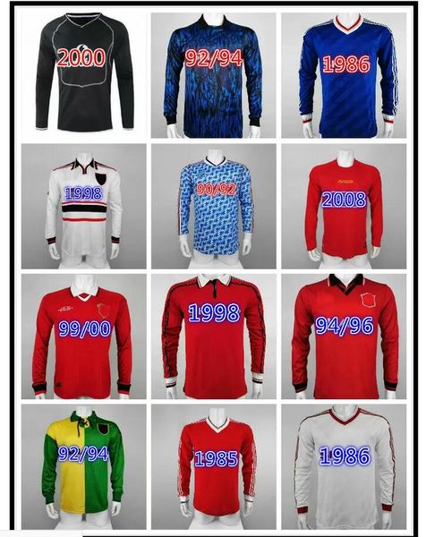 

long sleeve giggs cantona soccer jerseys 1990 1992 1994 1996 1998 1999 2000 2002 2006 2007 2008 retro beckham solskjaer keane ronaldo rooney, Black