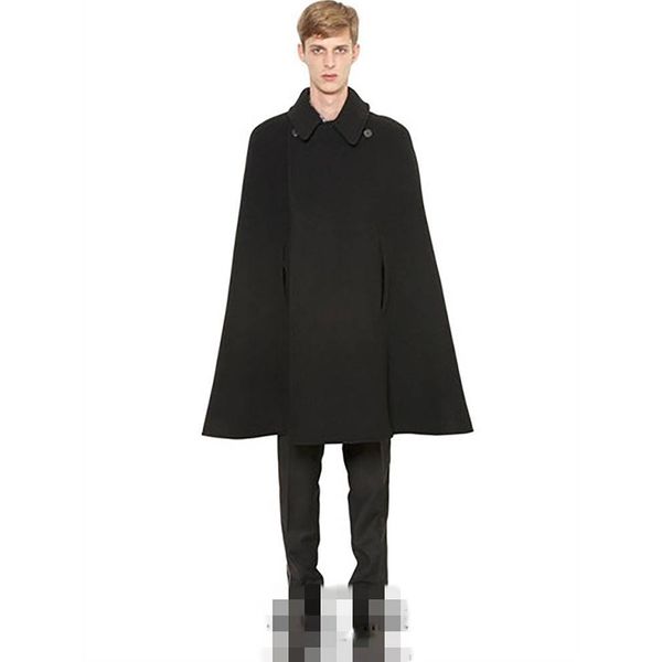 

wool boat hip hop street magic wind personality mantle shawl tide fall and winter male models thick q3hy, Black