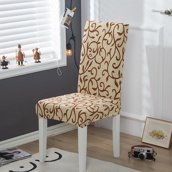 

chair covers arrival beige luxurious pattern print cover elastic stretch dining 1/2/4/6pcs