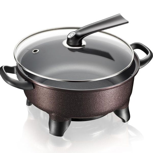

1300w multi cooker 5 gear electric pot anti- glass upright cover fashion color non-stick frying pan 3c skillets