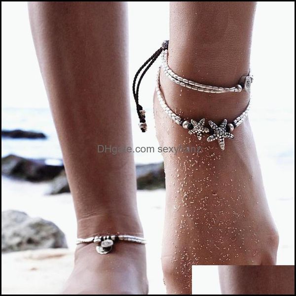 

anklets jewelry personality young style bohemian vintage sier plated sun,elephant,round,starfish exquisite ocean beach women anklet drop del, Red;blue
