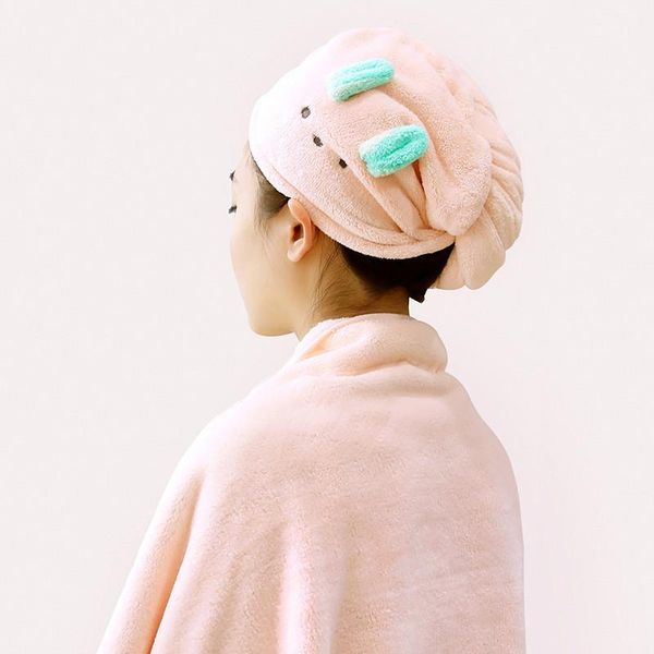 

towel dry hair cap women's absorbent and quick-drying long baotou double thick shower bath