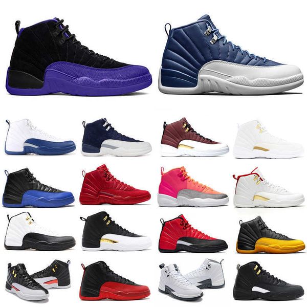 

12 12s basketball shoes reverse flu game stone wings gamma blue mens xii university gold sport sneakers shoe