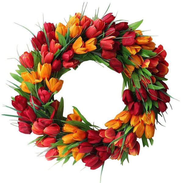 

door wreath artificial tulip flower wreath spring summer garland for front door wall window wedding party home decor