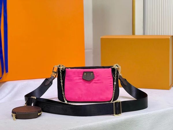 

wholesale multi pochette 3 in 1 cross body bags women small linen golden chain shoulder bag coin packages key purse m57899
