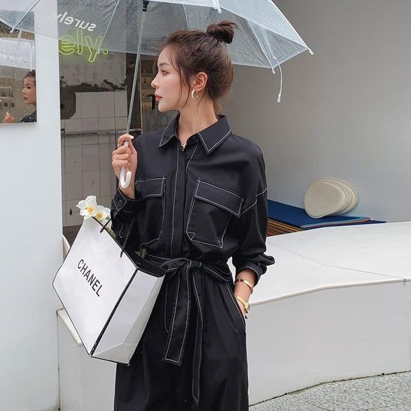 

women's two piece pants workwear long sleeve jumpsuit 2021 spring and autumn women, White