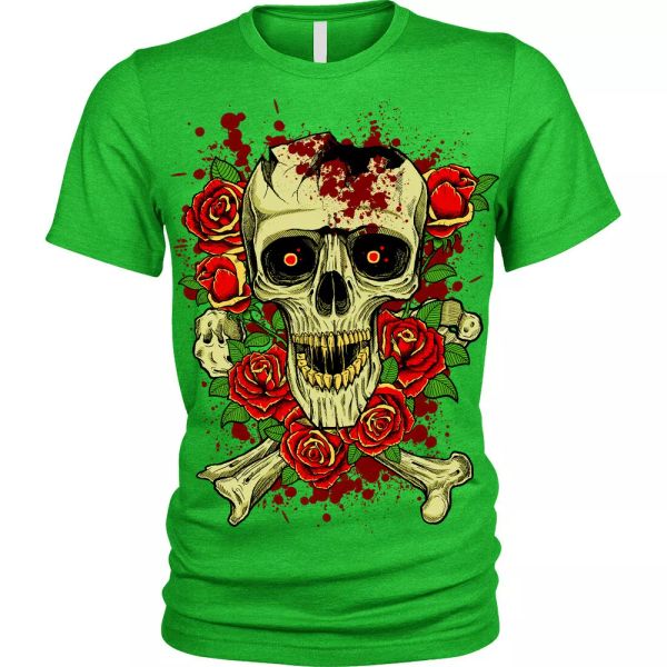 

broken skull t-shirt warm pink skeleton goth rock punk metal mens, White;black