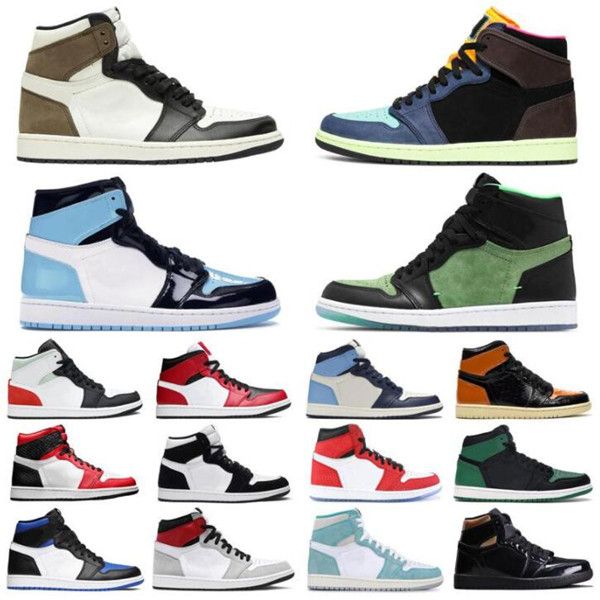 

2021 jumpman 1 1s youth boys men women high retro basketball shoes travis scotts fearless obsidian unc athletics sneakers mens sports shoe, White;red